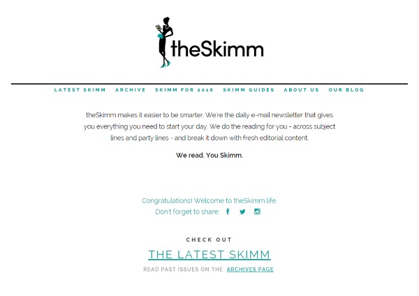 theSkimm front page