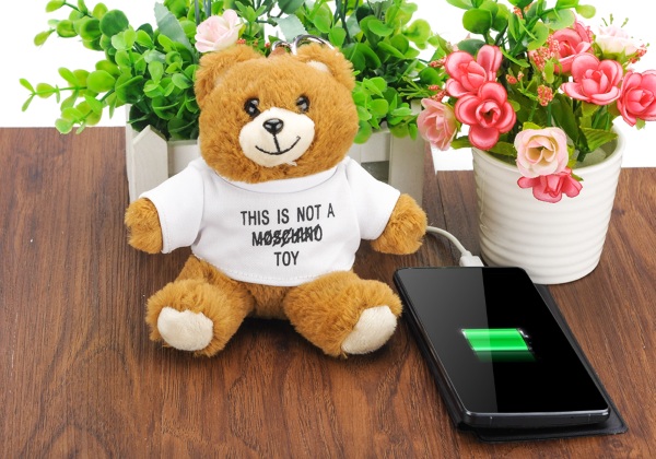 Teddy Bear Portable Power Bank in use