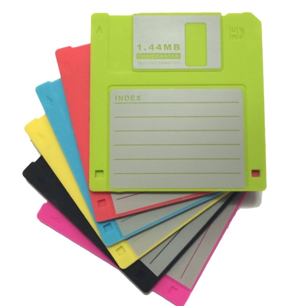Retro Floppy Disk Silicone Drink Coasters – will hold up to 1.44MB of beverages