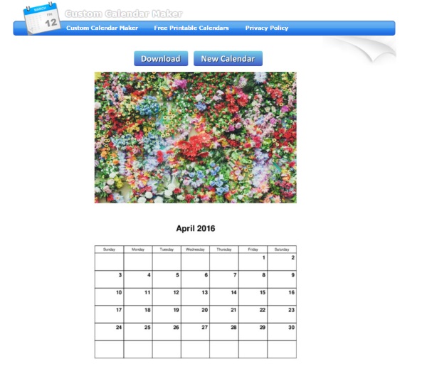 Custom Calendar Maker – print out your own monthly calendar for free