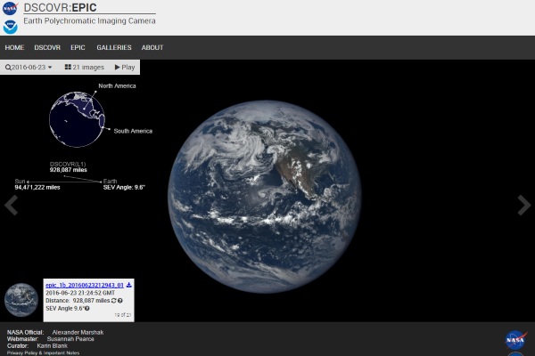 DSCOVR:EPIC – check out the Earth in real time