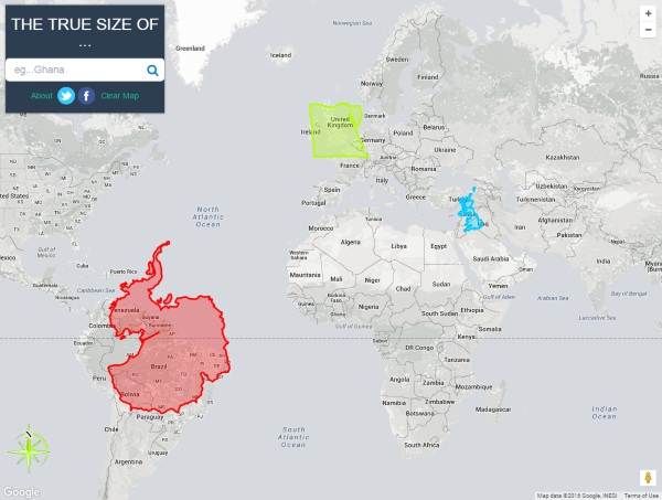The True Size Of – maps lie, see how big countries really are